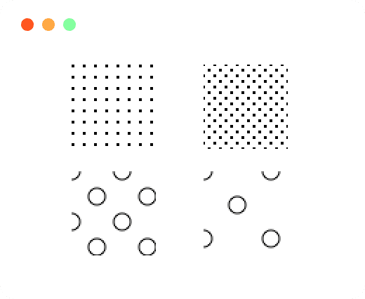 Multiple grid patterns drawn on a screen